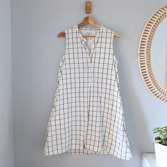 Madewell Dresses & Skirts - MADEWELL Windowpane Sleeveless Plaid Sleeveless Shirt Dress Cotton, Small